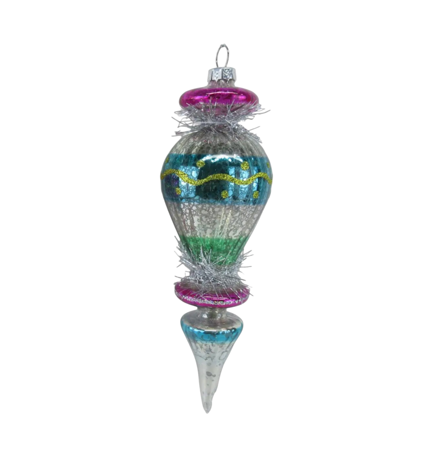Blue Vintage Sphere Orn - The Sandy Santa