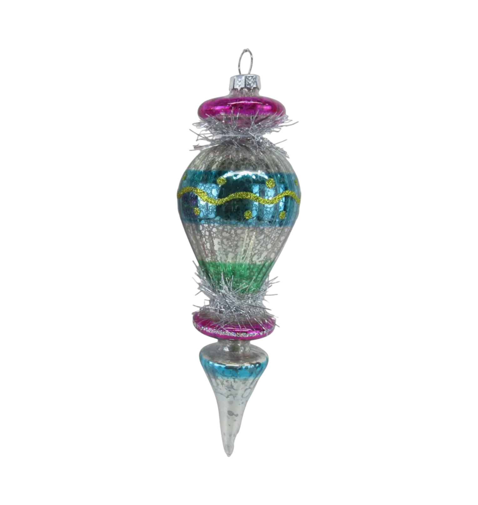 Blue Vintage Sphere Orn - The Sandy Santa