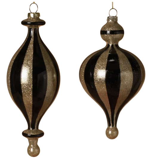 Black & Gold Glass Finial - The Sandy Santa