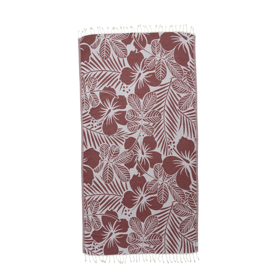 Hawaiian Flower Reversible Cotton Turkish Towel - The Sandy Santa