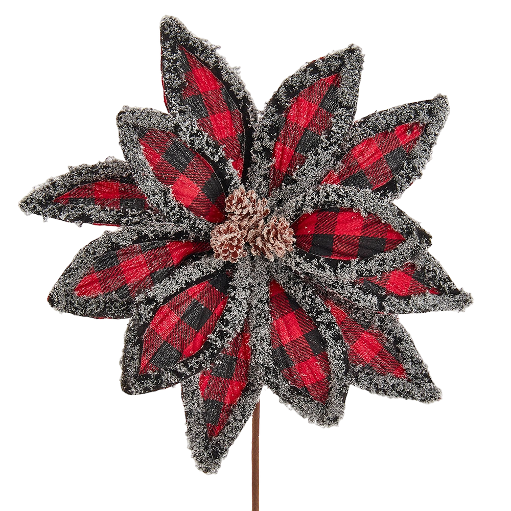 Wool Edged Plaid Poinsettia - The Sandy Santa