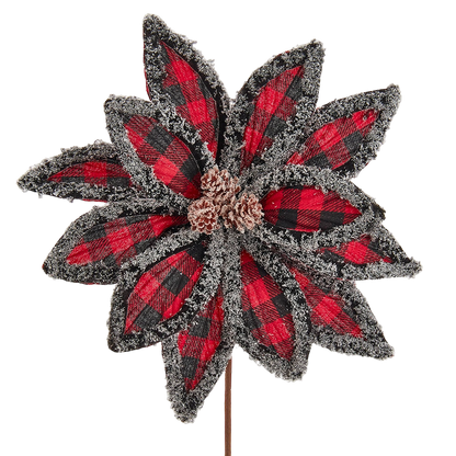 Wool Edged Plaid Poinsettia - The Sandy Santa