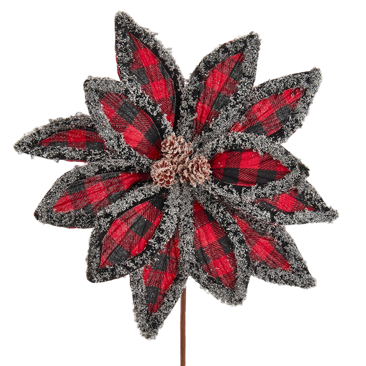 Wool Edged Plaid Poinsettia - The Sandy Santa