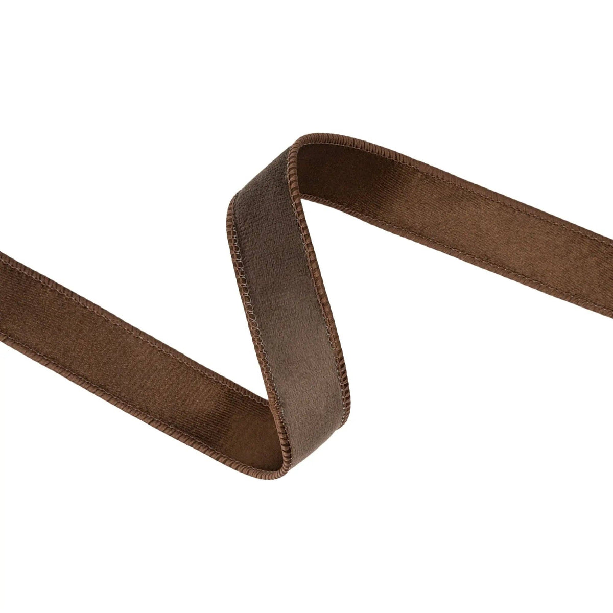 1" Reversible Classic Velvet Wired Ribbon Brown