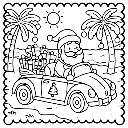 Santa on the Sand: A Tropical Christmas Coloring Book