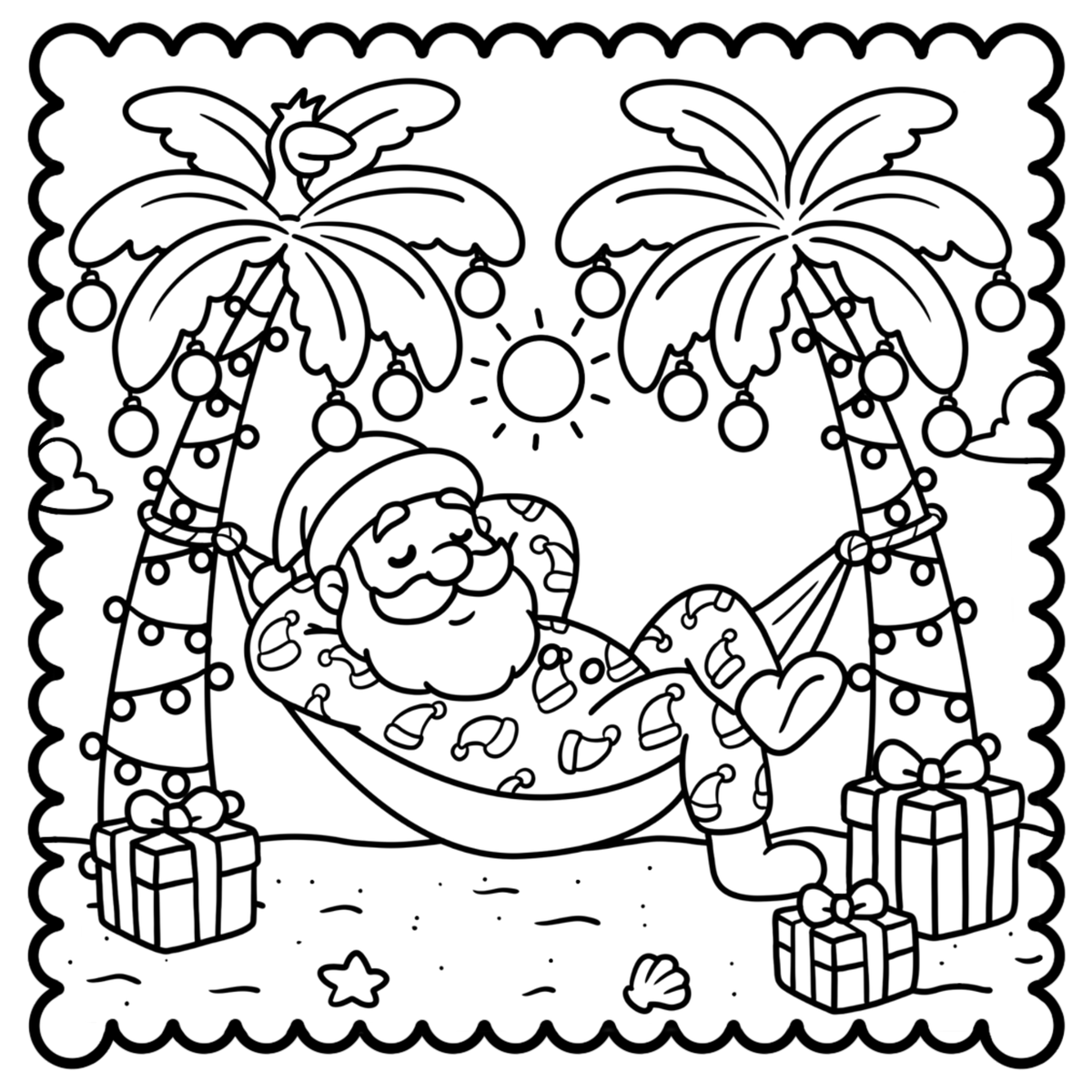 Santa on the Sand: A Tropical Christmas Coloring Book