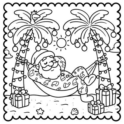 Santa on the Sand: A Tropical Christmas Coloring Book