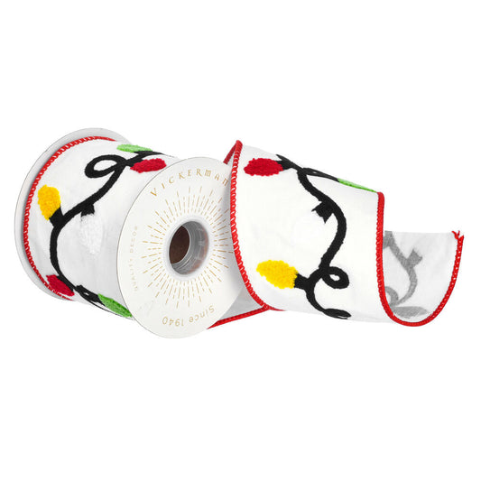 Christmas Light Embroidered Ribbon