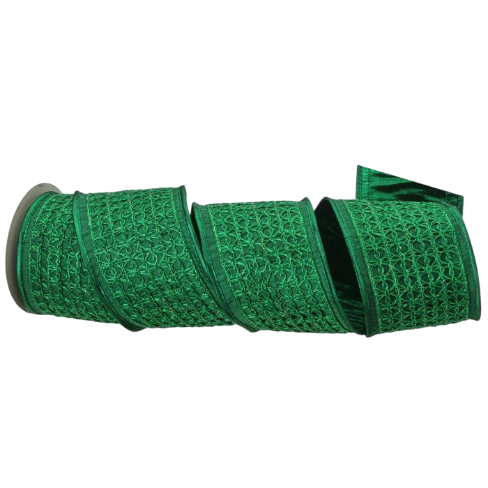 4"X5Y MESH METALLIC DUPION RIBBON - The Sandy Santa