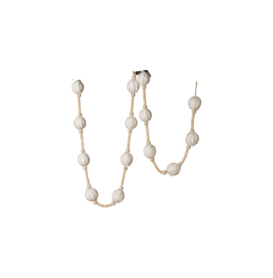 Wood Beads & White Jute Ornaments Garland - The Sandy Santa