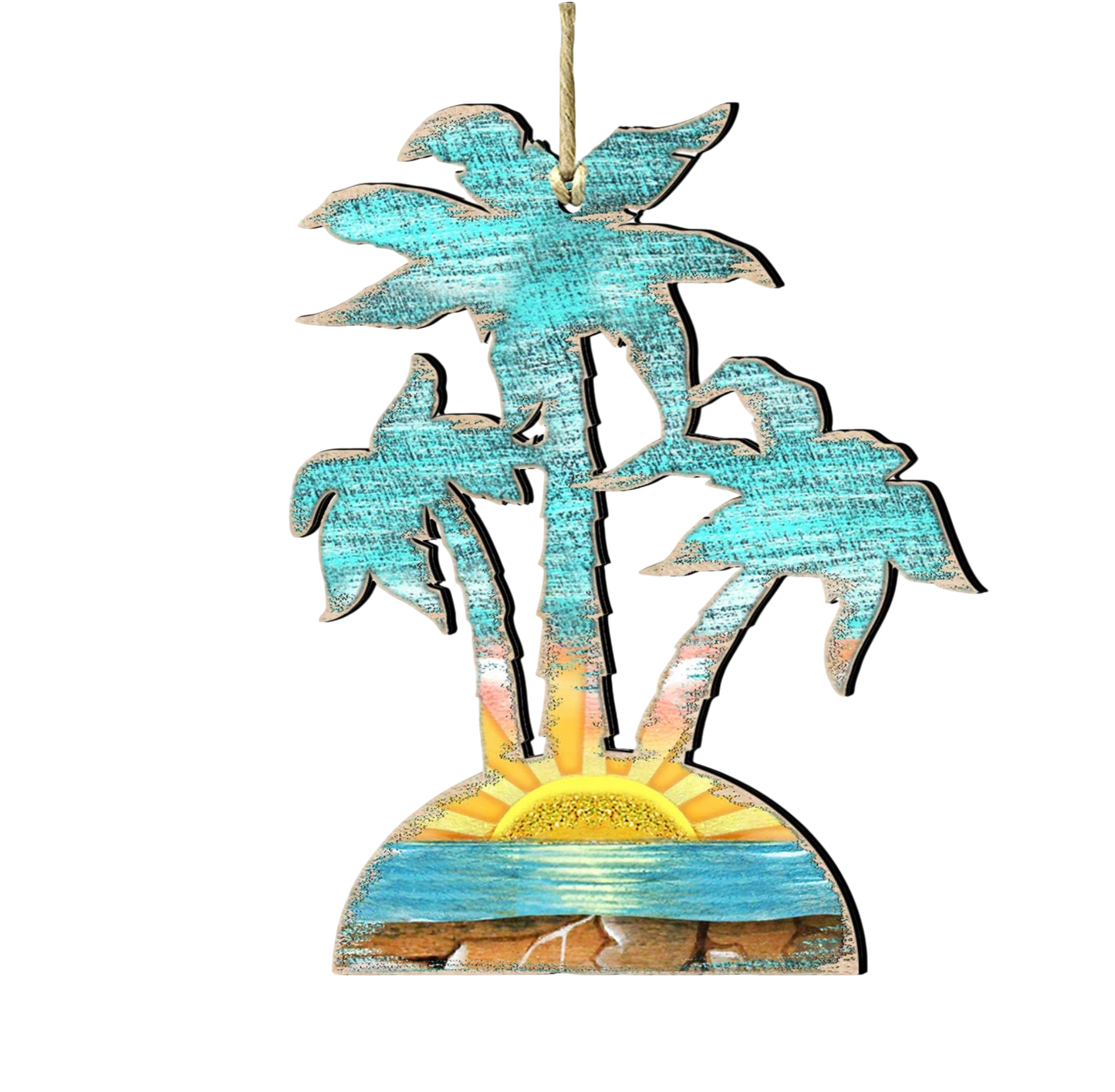 Rustic Palm Trees Wooden Ornament - The Sandy Santa