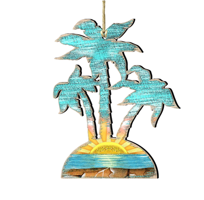 Rustic Palm Trees Wooden Ornament - The Sandy Santa