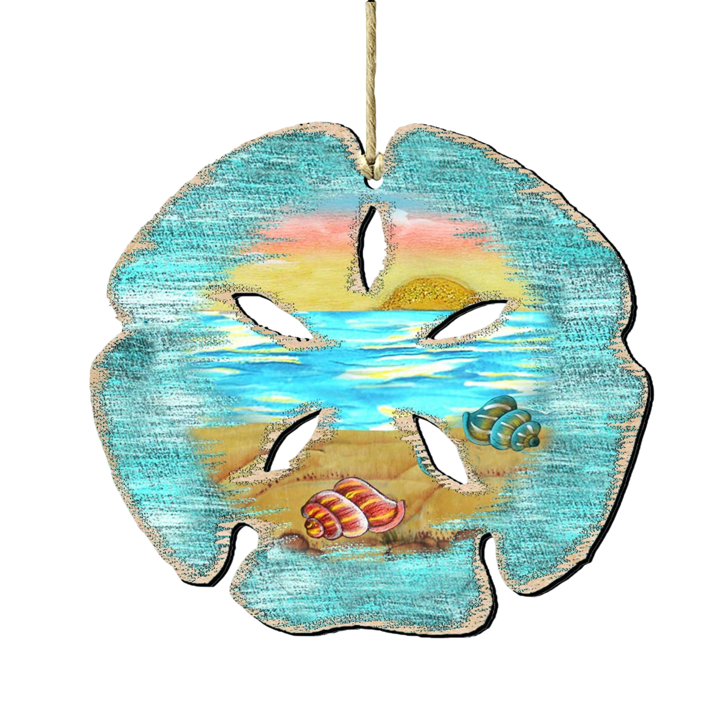 Sand Dollar Wooden Ornament - The Sandy Santa