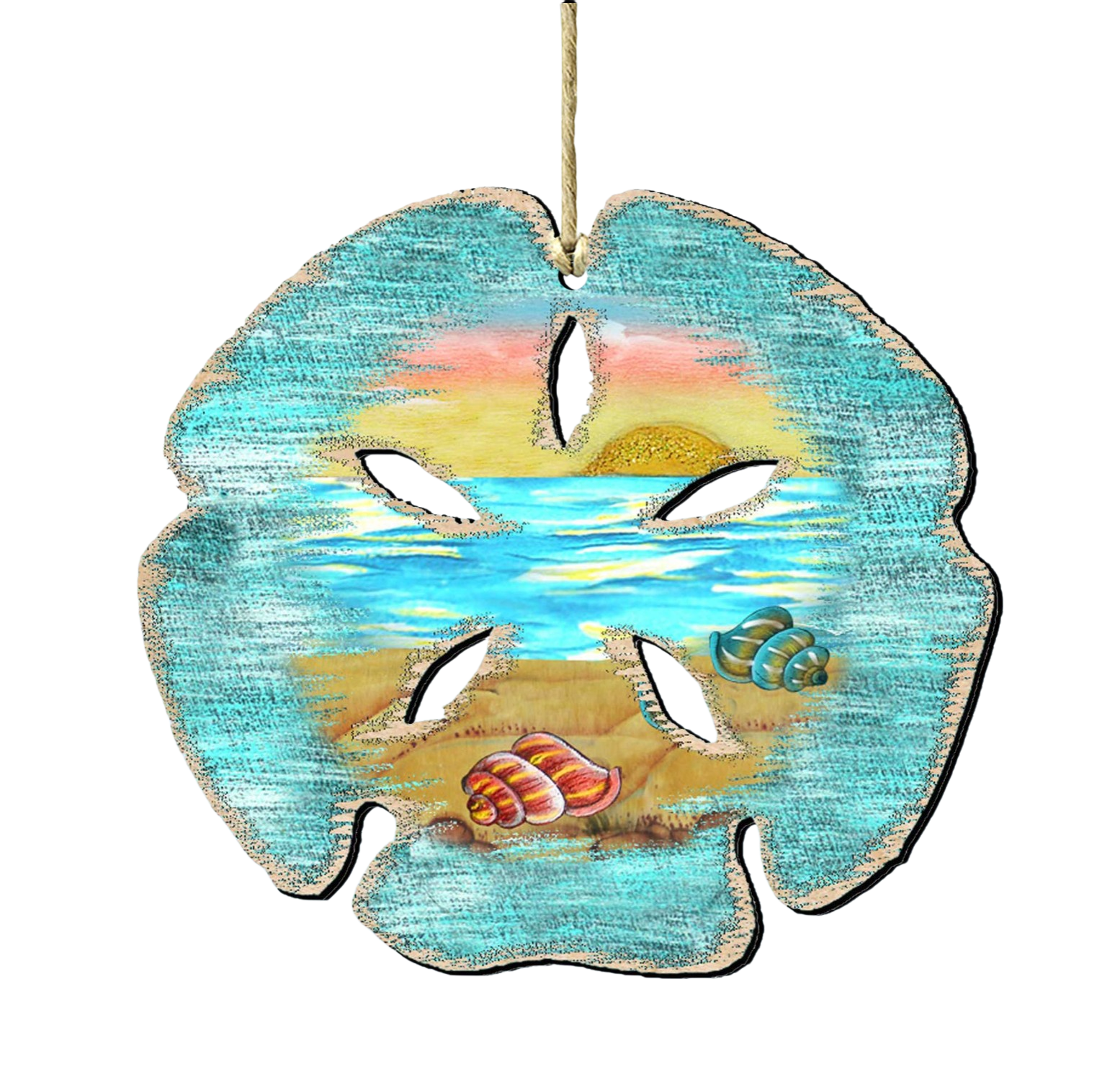 Sand Dollar Wooden Ornament - The Sandy Santa