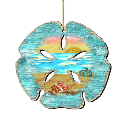 Sand Dollar Wooden Ornament - The Sandy Santa