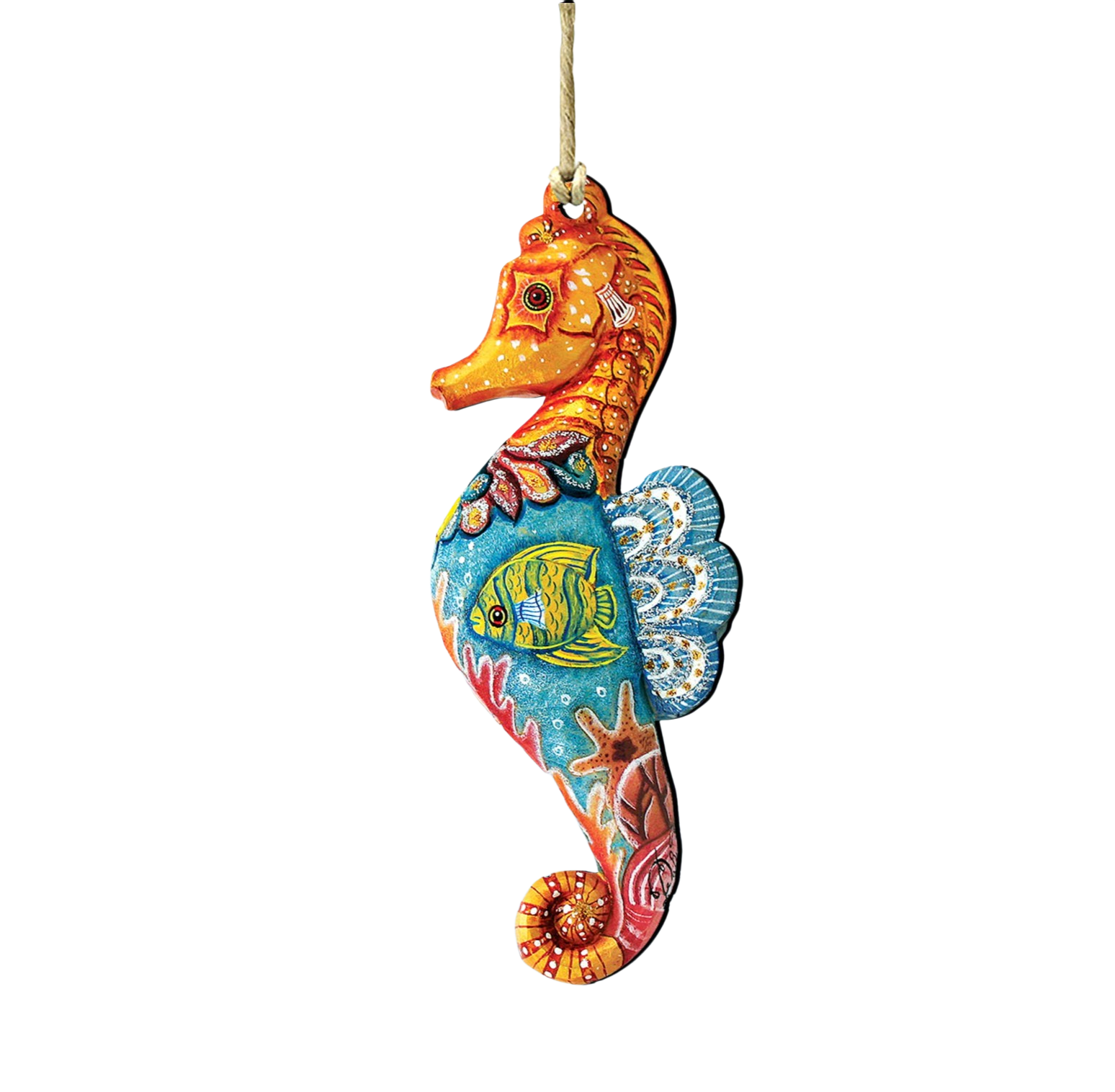 Seahorse Wooden Ornament - The Sandy Santa