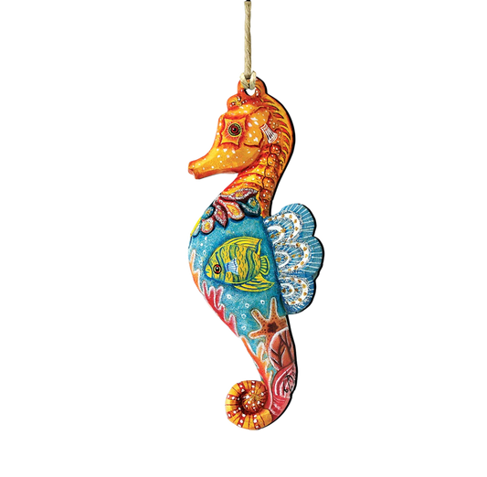 Seahorse Wooden Ornament - The Sandy Santa
