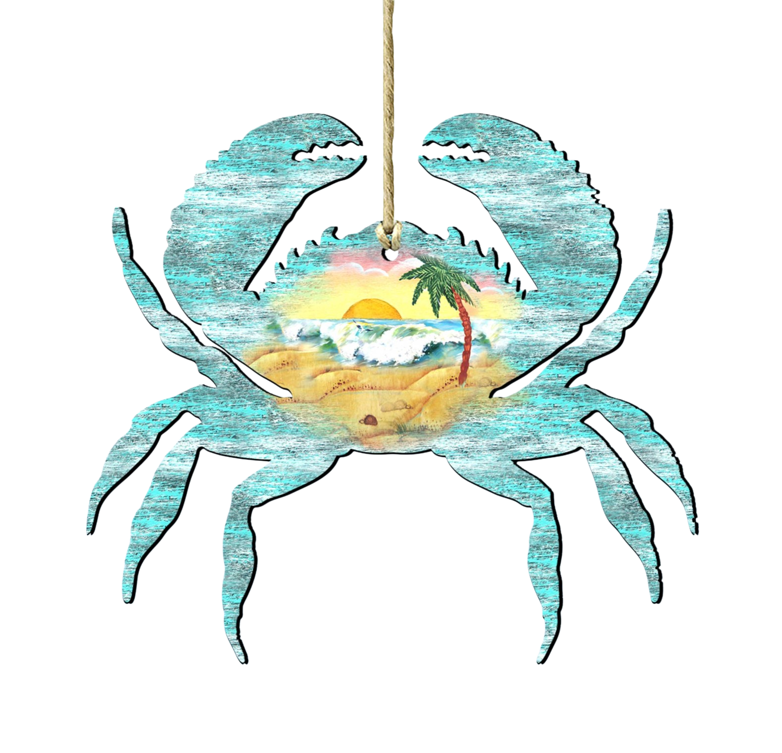 Crab Wooden Ornament - The Sandy Santa
