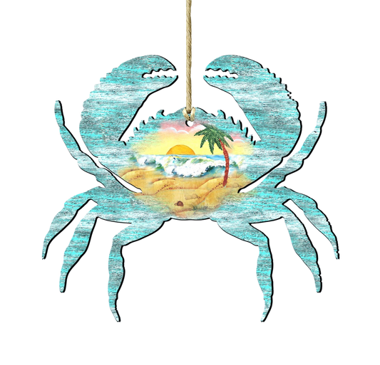 Crab Wooden Ornament - The Sandy Santa