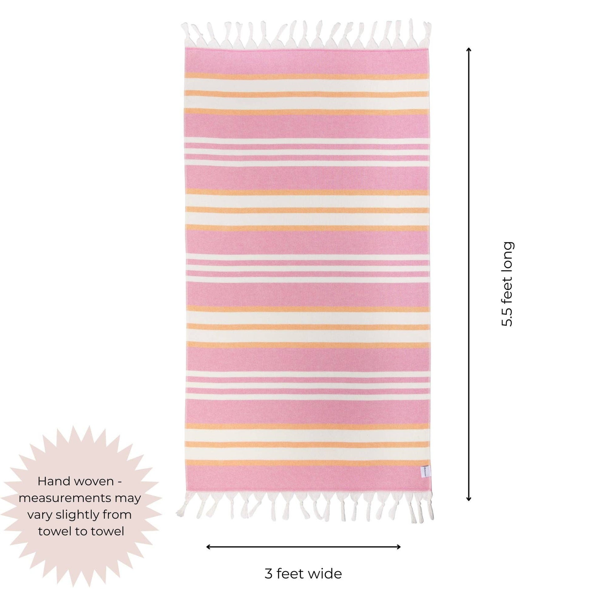 Cove Striped Turkish Towel with Soft Terry Cloth Back in Pink & Orange - The Sandy Santa