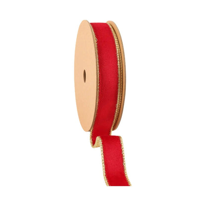1" Red/Gold Velvet Wired Ribbon