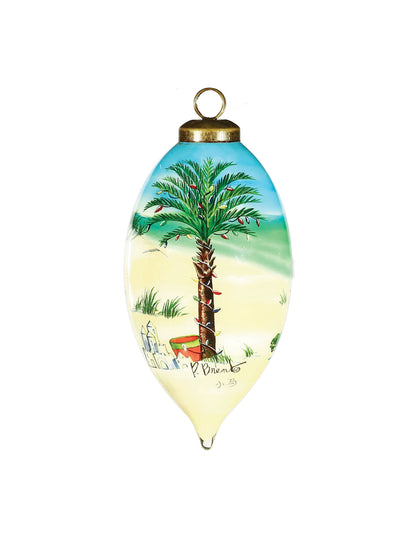Christmas Flamingos Glass Hanging Ornament - The Sandy Santa