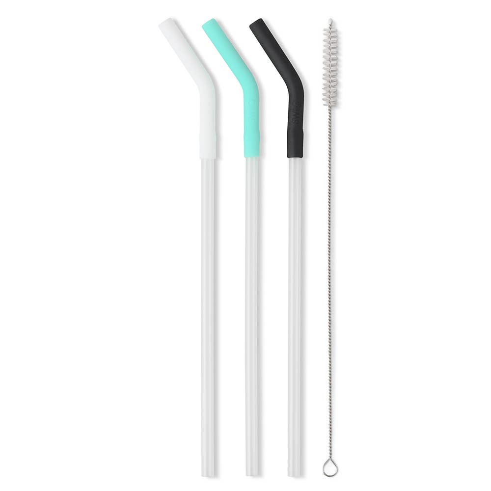 White/Aqua/Black Reusable Straw Set (Mega Mugs) - The Sandy Santa