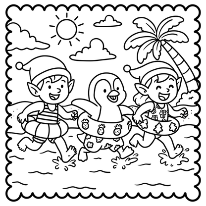 Santa on the Sand: A Tropical Christmas Coloring Book