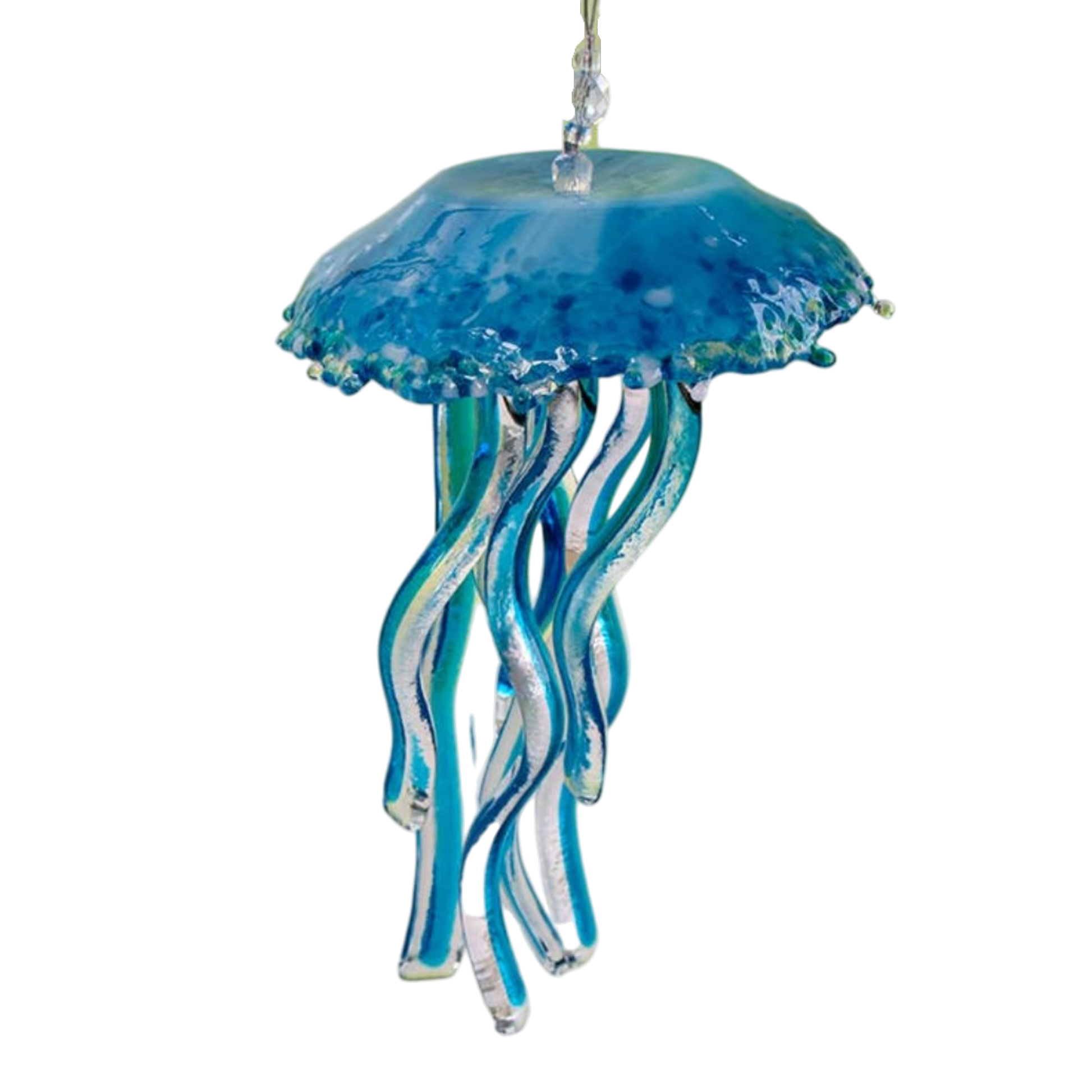 Jellyfish Ornament - Deep Aqua - The Sandy Santa