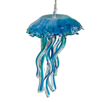 Jellyfish Ornament - Deep Aqua - The Sandy Santa