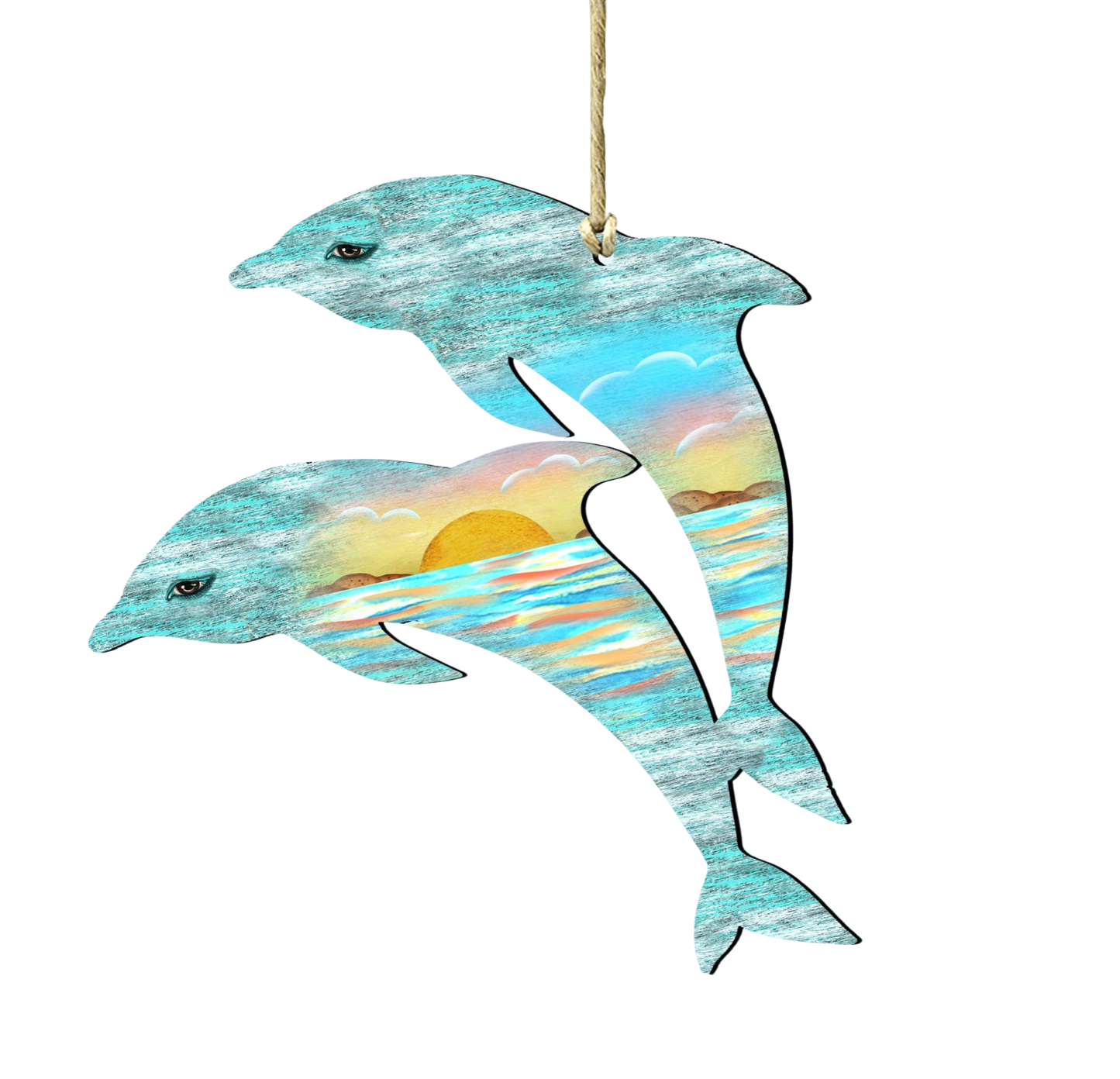 Dolphins Wooden Ornament - The Sandy Santa