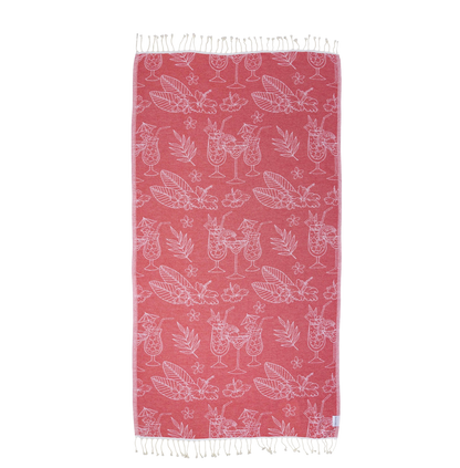 Tropical Drink Organic Cotton Turkish Beach Towel - The Sandy Santa