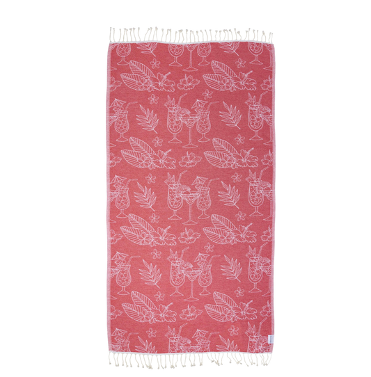 Tropical Drink Organic Cotton Turkish Beach Towel - The Sandy Santa