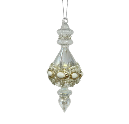 Clear Glass Pearl Bead Finial - The Sandy Santa