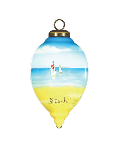 Holiday Beach Umbrella Glass Hanging Ornament - The Sandy Santa