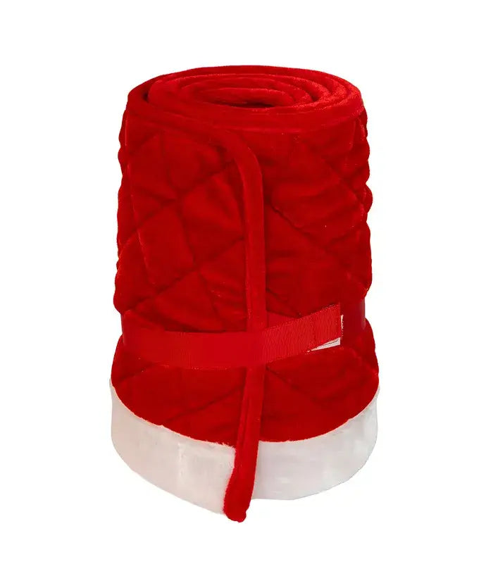 10 x 24" Red Velvet Tree Collar W/White Fur - The Sandy Santa