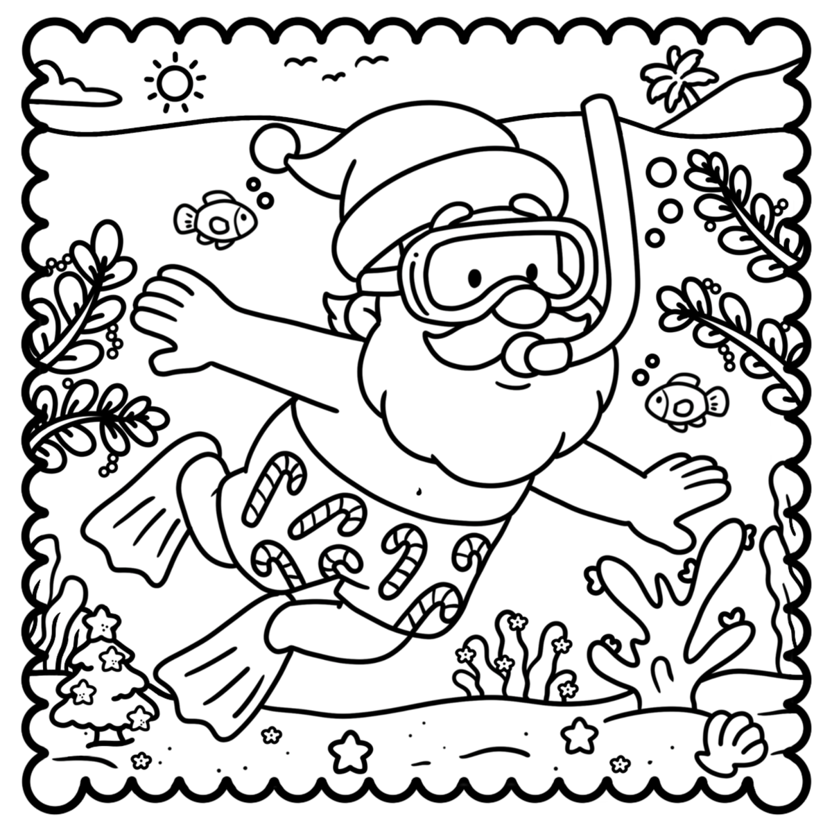 Santa on the Sand: A Tropical Christmas Coloring Book