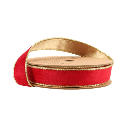 1" Red/Gold Velvet Wired Ribbon