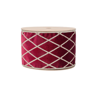 4" Wired Burgundy Velvet Ribbon