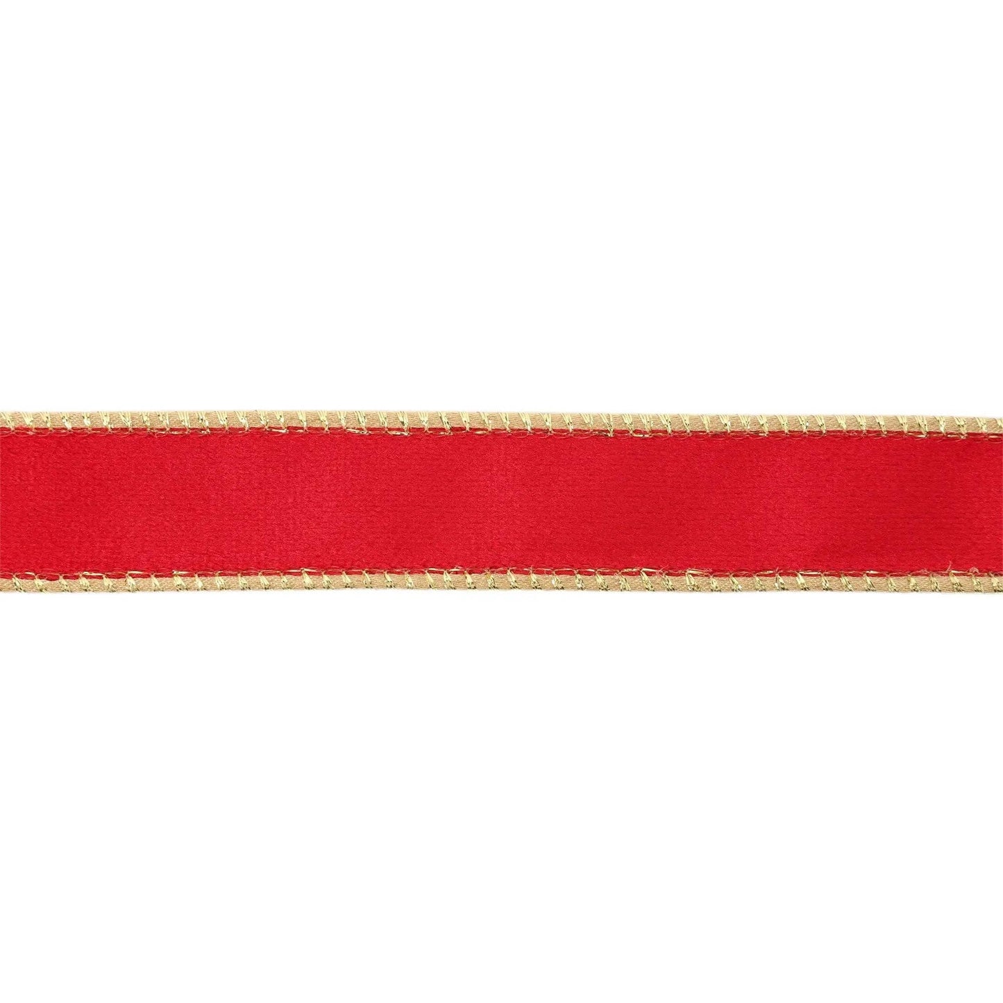 1" Red/Gold Velvet Wired Ribbon