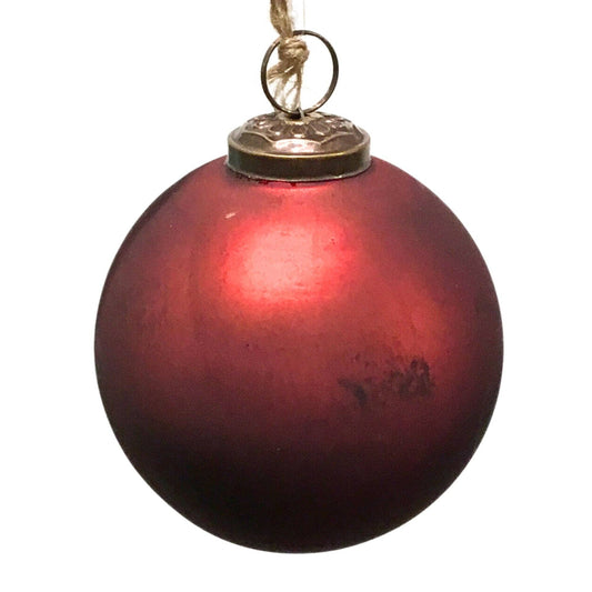 6" Burgundy Marbled Glass Ball Orn