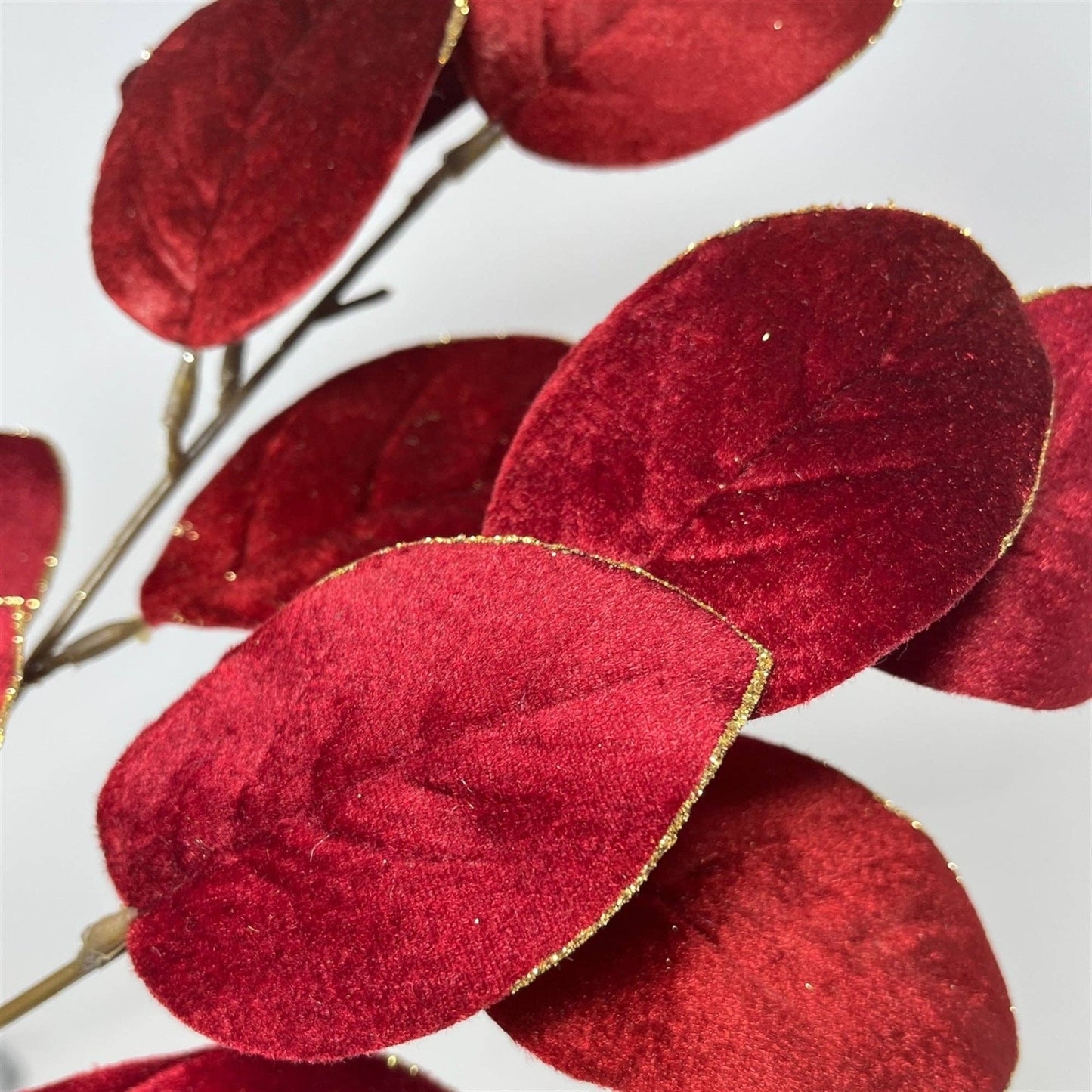 23" Deep Red Mini Velvet Magnolia Leaf Spray