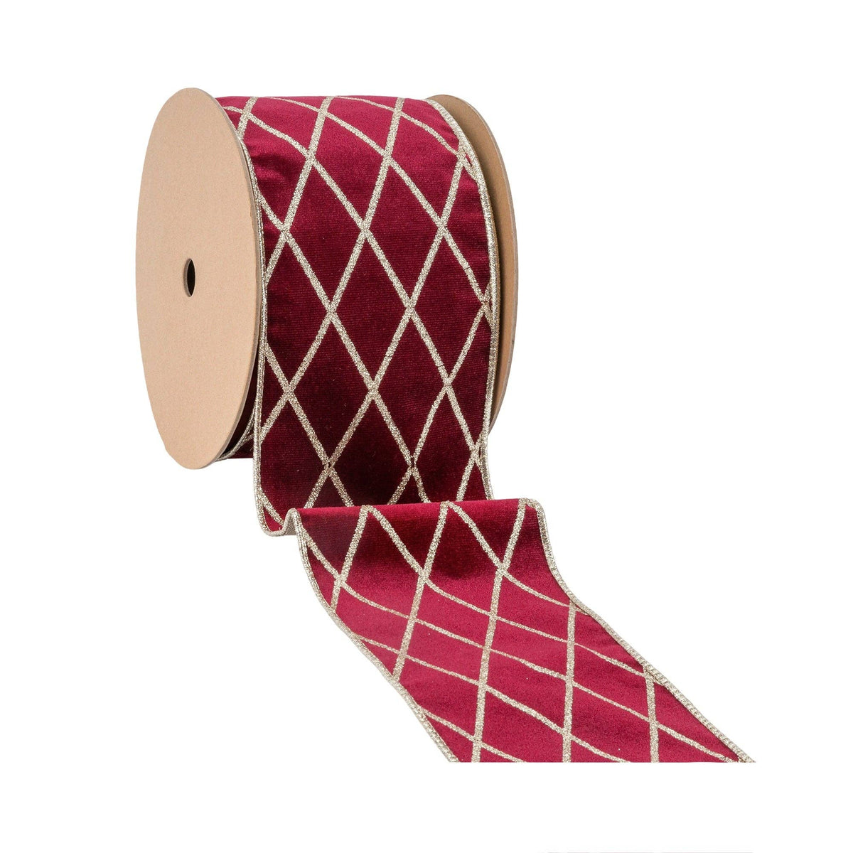 4" Wired Burgundy Velvet Ribbon