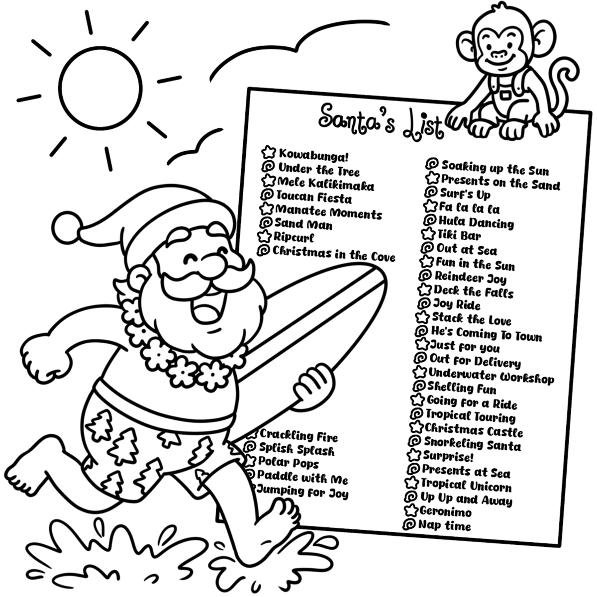 Santa on the Sand: A Tropical Christmas Coloring Book