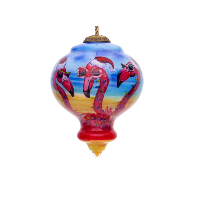 Holiday Fun In The Sun Flamingo Ornament - The Sandy Santa