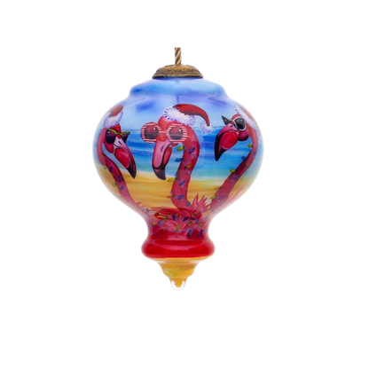 Holiday Fun In The Sun Flamingo Ornament - The Sandy Santa