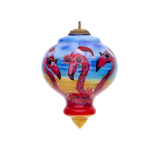 Holiday Fun In The Sun Flamingo Ornament - The Sandy Santa
