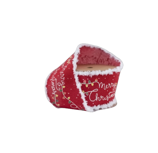 Merry Christmas with Fuzzy Edge Ribbon - The Sandy Santa