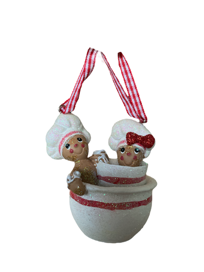 Resin Gingerbread Ornament, Mixing Bowls - The Sandy Santa