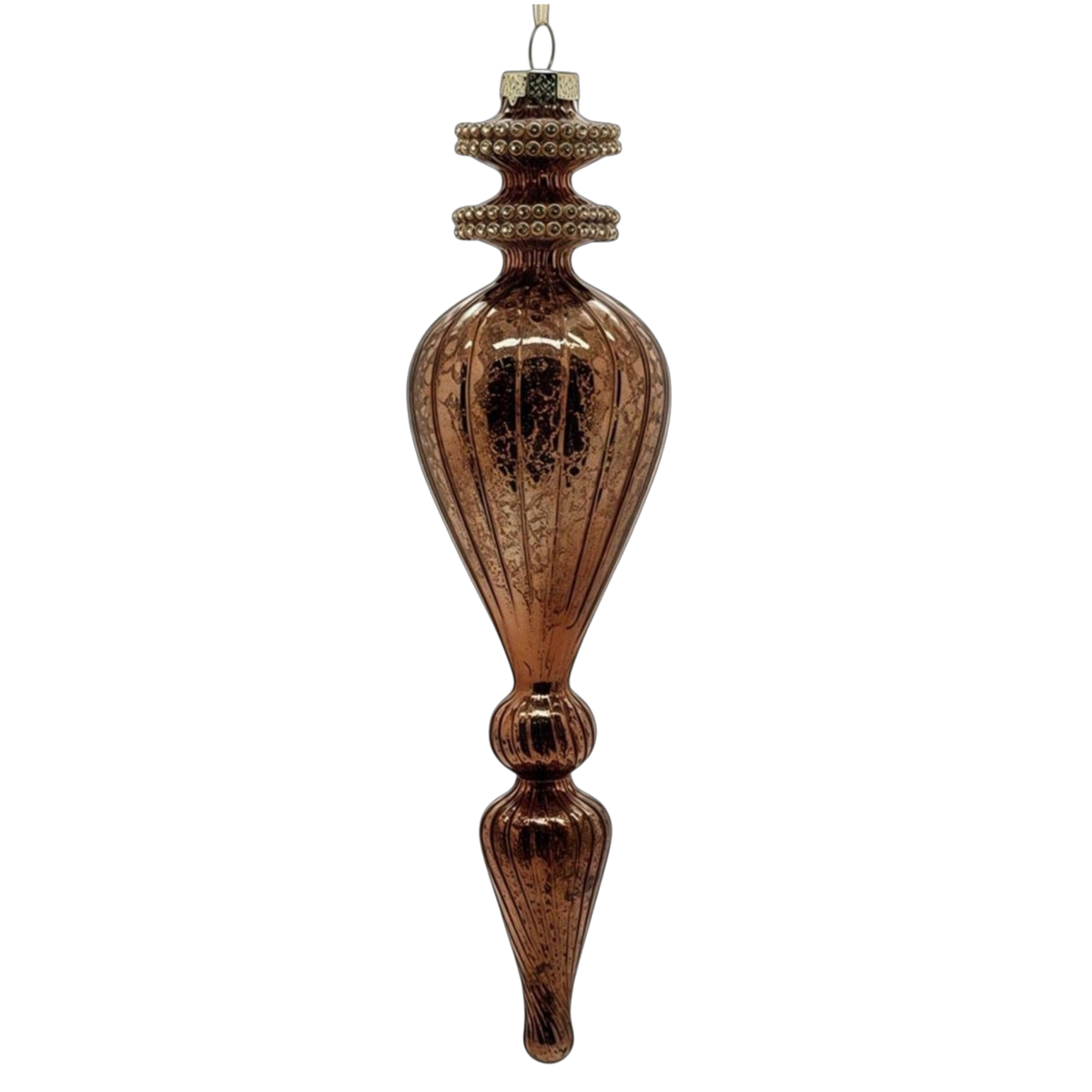 9.5" Bronze Glass Finial Ornament - The Sandy Santa